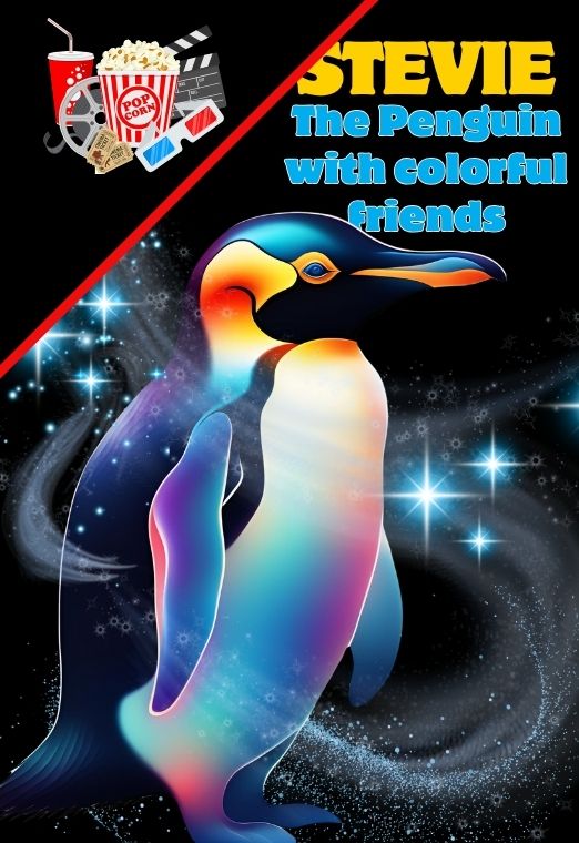 Stevie the Penguin with colorful Friends